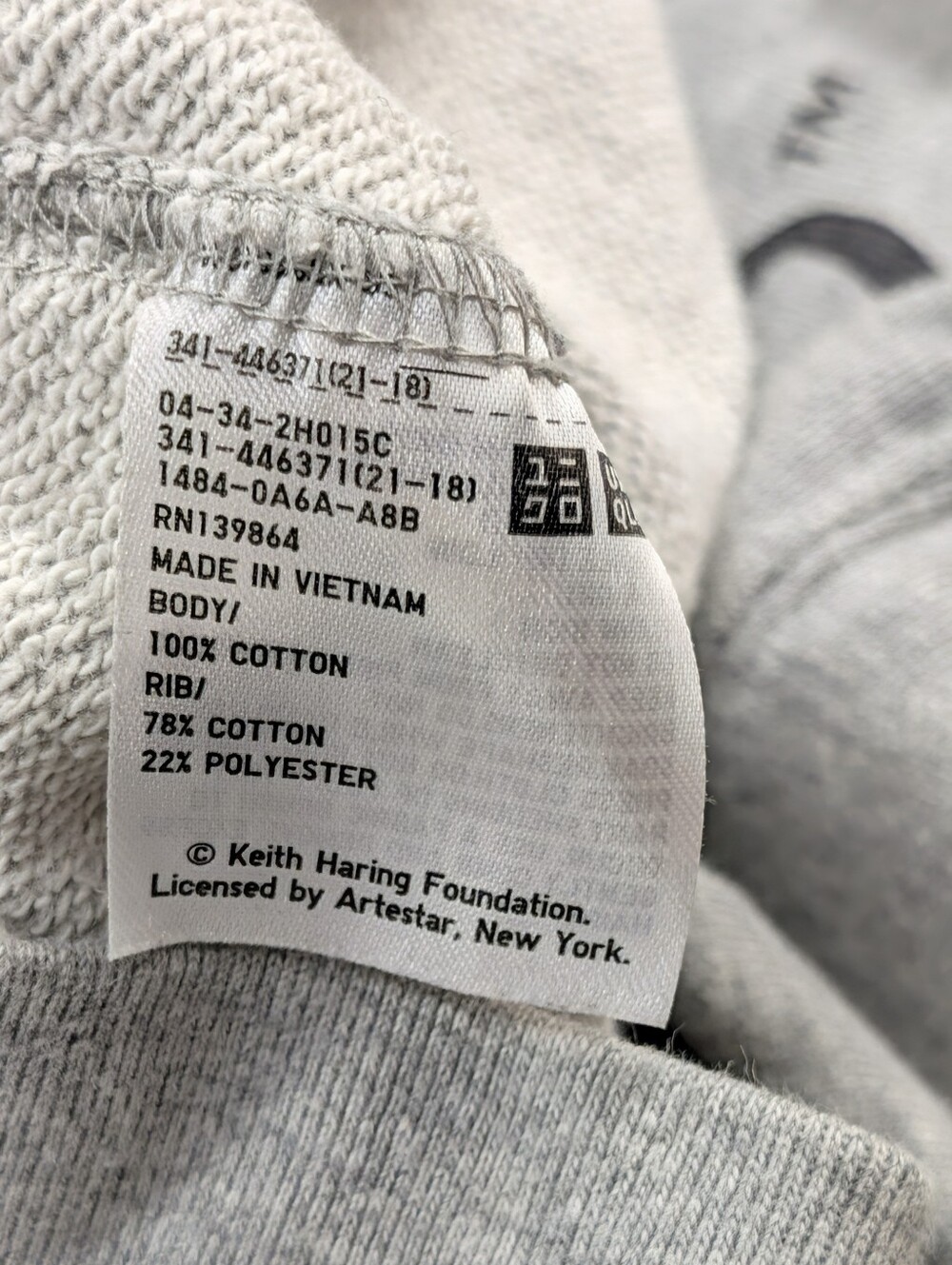 Keith Haring Gray Jersey Knit Alien Cartoon Uniqlo 1982 Fun Graphic M - Picture 10 of 12